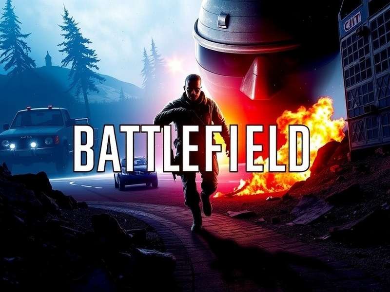 Battlefield V gameplay screenshot showing intense infantry combat in a destroyed urban environment