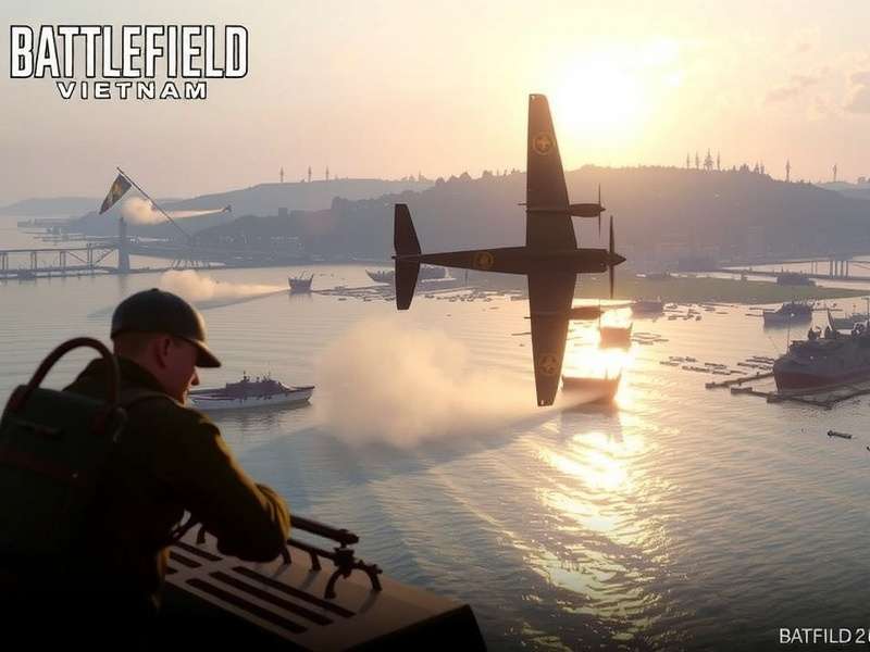 Battlefield Vietnam gameplay screenshot showing soldiers and helicopters after the 1.21 patch