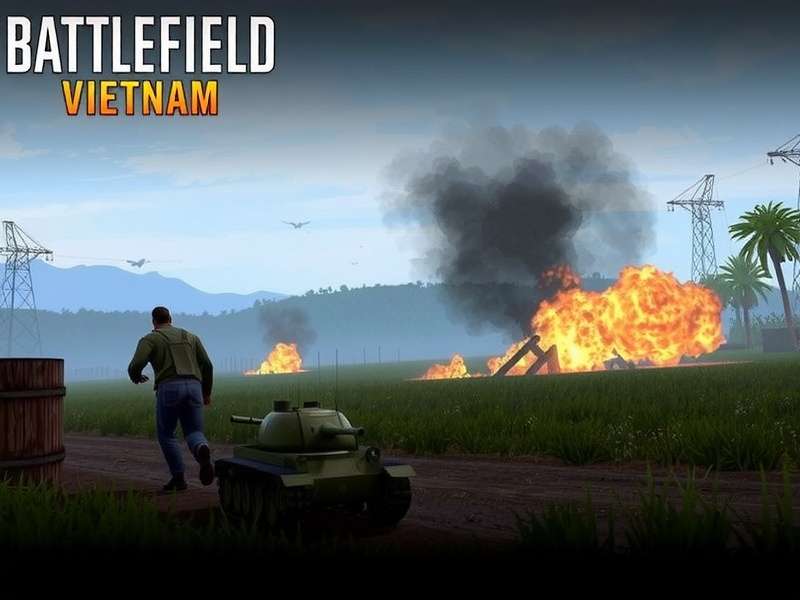 Battlefield Vietnam wallpaper with helicopter and jungle sunset