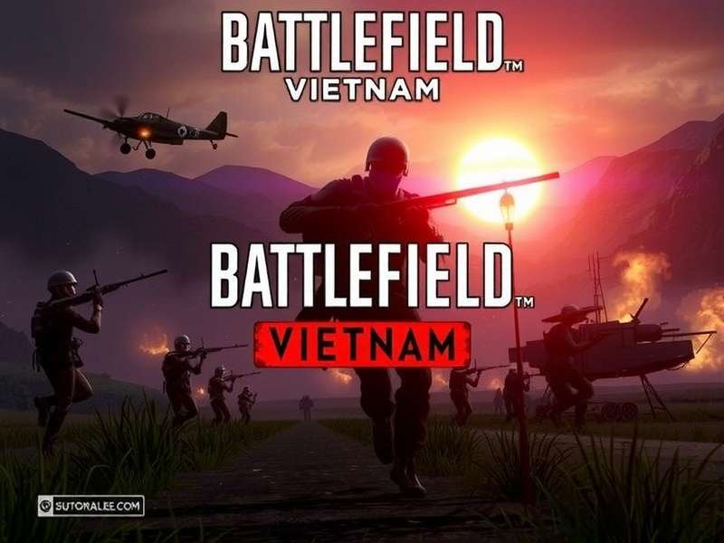 Battlefield Vietnam initial release date box art and launch poster showing Huey helicopters and jungle warfare