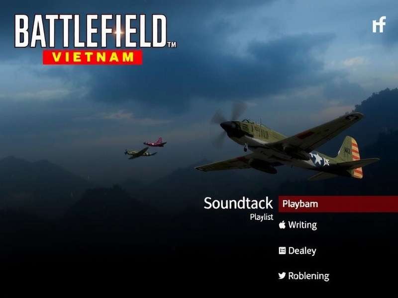 Battlefield Vietnam war scenery with helicopter and jungle atmosphere