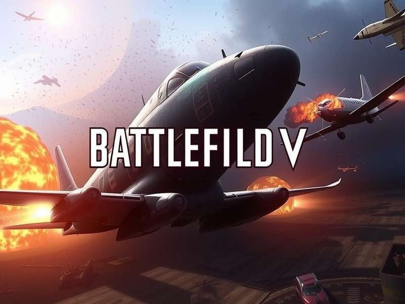Battlefield V gameplay screenshot showing intense combat on a European battlefield with soldiers and explosions