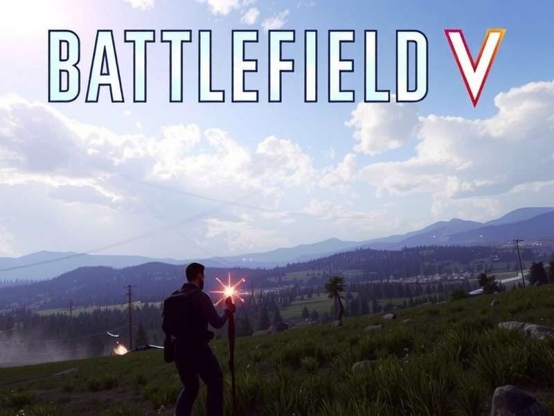 Battlefield V gameplay screenshot showing intense WWII combat with soldiers and tanks