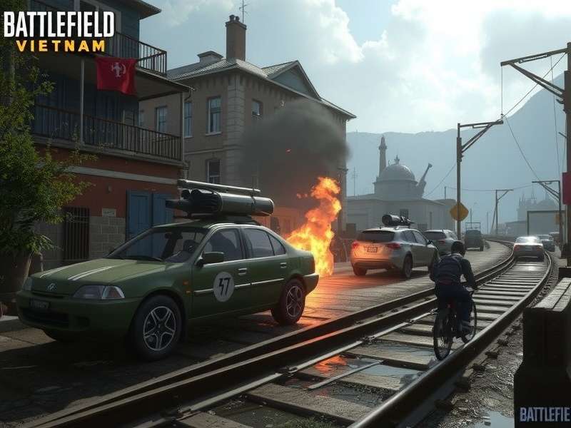 Battlefield Vietnam gameplay with music notes and audio troubleshooting theme